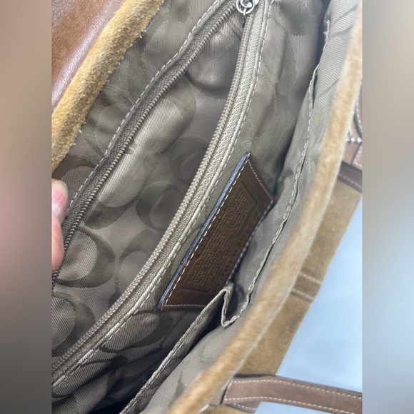Coach Suede and Leather Shoulder Bag in Tan - Picture 8 of 13